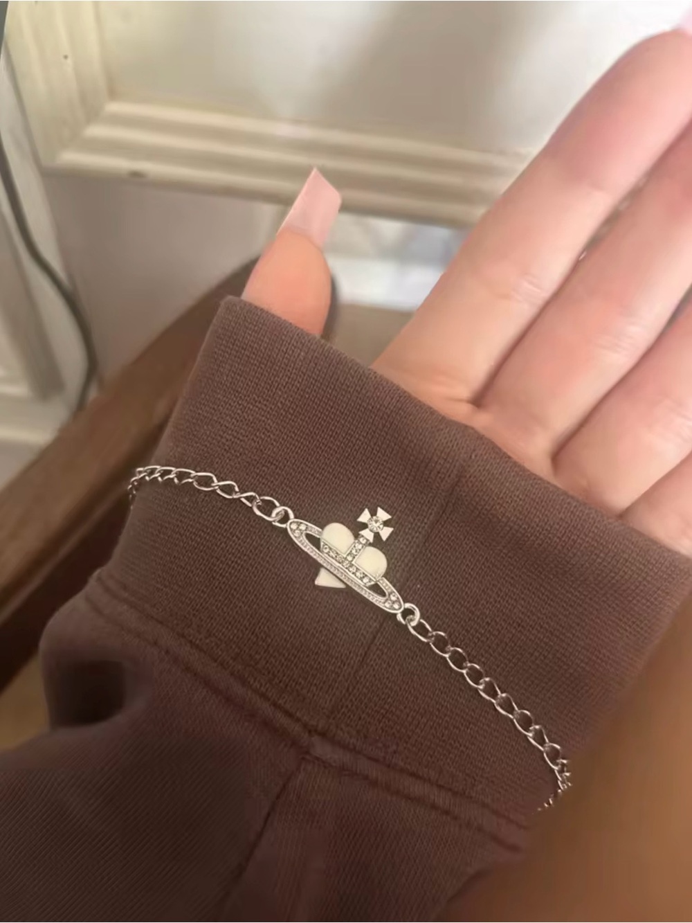 Silver Heart Emblem Chain Bracelet - Women's Silver Bracelet